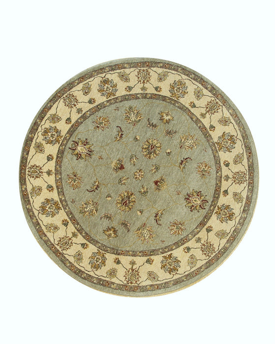 EORC Gray Hand Knotted Wool Agra Rug  Round