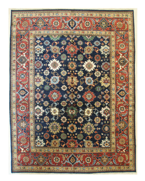 EORC Blue Hand Knotted Wool Mahal Rug