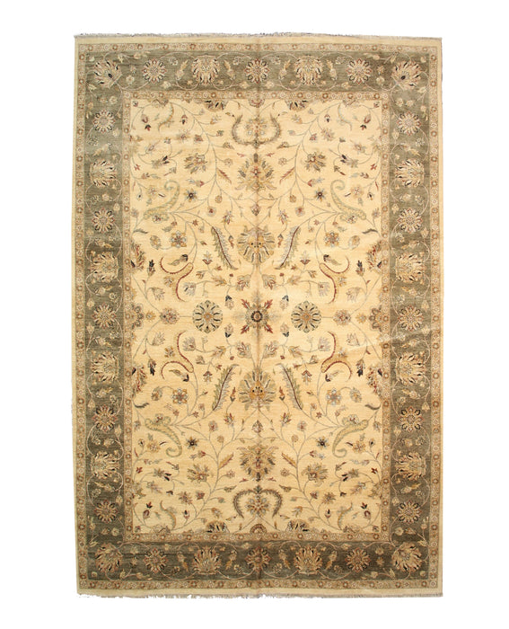 EORC Hand-knotted Wool Ivory Traditional Oriental Agra Rug