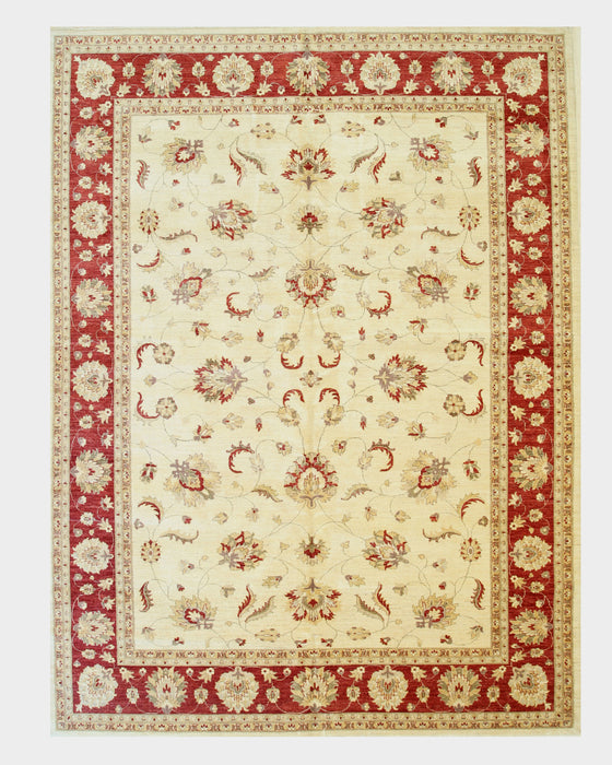 EORC Ivory Hand Knotted Wool Peshawar Rug