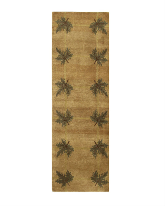 EORC Brown Hand Knotted Wool Palms Rug