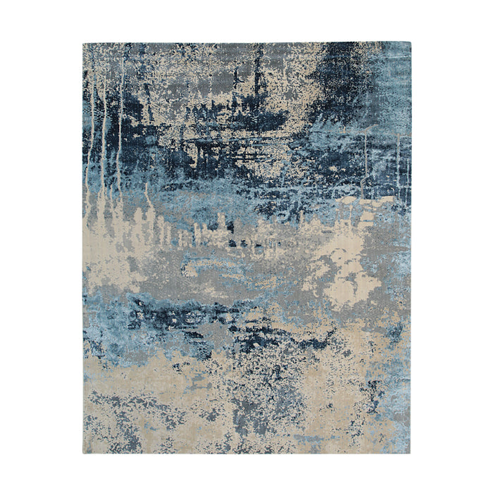 EORC Ivory/Dark Teal Handloomed Wool Galaxy Loom Rug