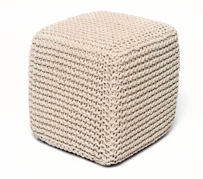 Anji Mountain Ivory Jute Square Pouf