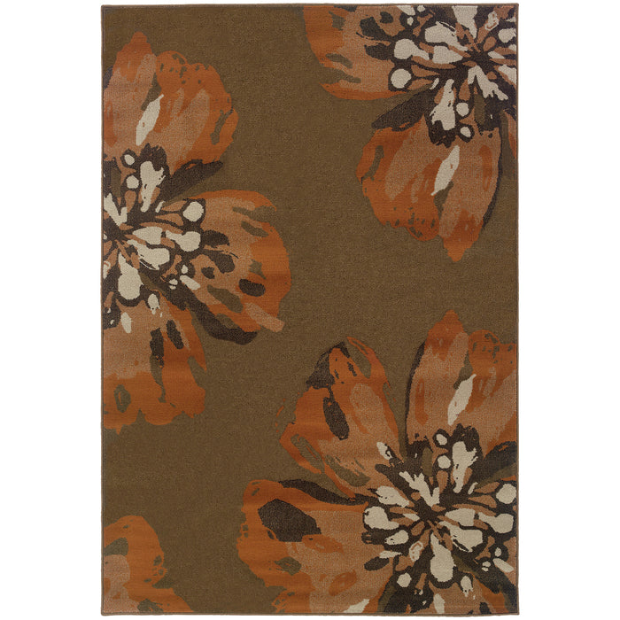 Oriental Weavers Adrienne Brown/Orange Floral 4130C Area Rug