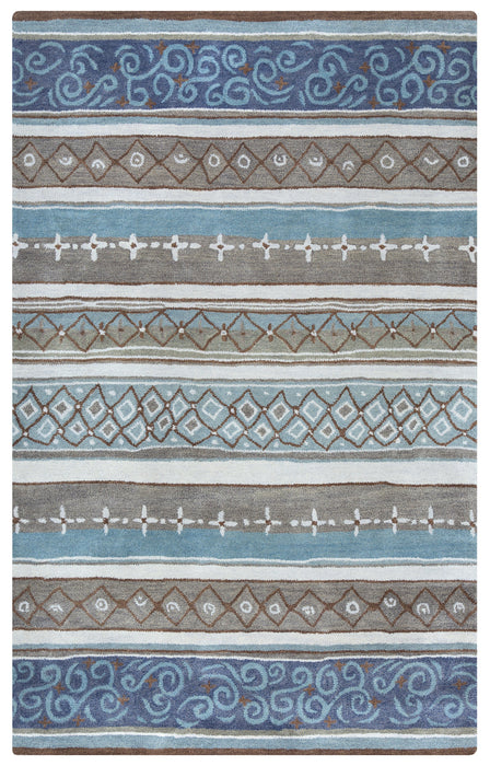 Rizzy Home Bradberry Downs BD8596 Blue Print/ Stripe Area Rug