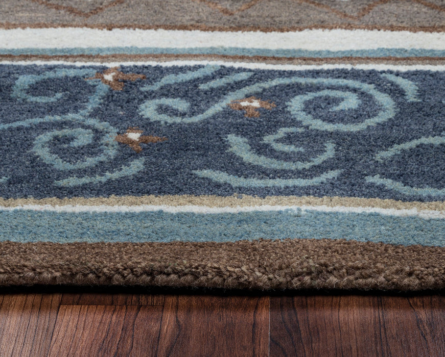 Rizzy Home Bradberry Downs BD8596 Blue Print/ Stripe Area Rug
