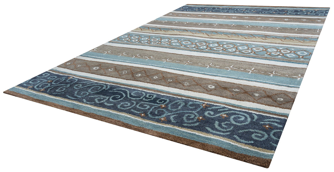 Rizzy Home Bradberry Downs BD8596 Blue Print/ Stripe Area Rug