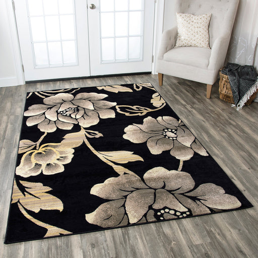Rizzy Home Bay Side BS3588 Black Floral Area Rug