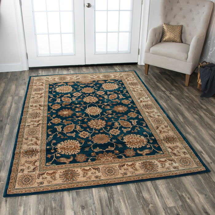 Rizzy Home Bellevue BV3714 Blue Border Area Rug