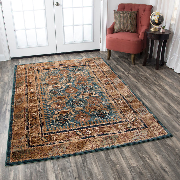 Rizzy Home Bellevue BV3728 Blue Border Area Rug