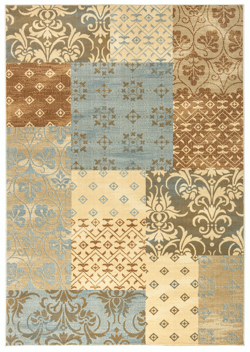 Rizzy Home Carrington CG4852 Ivory/Camel Patchwork Area Rug
