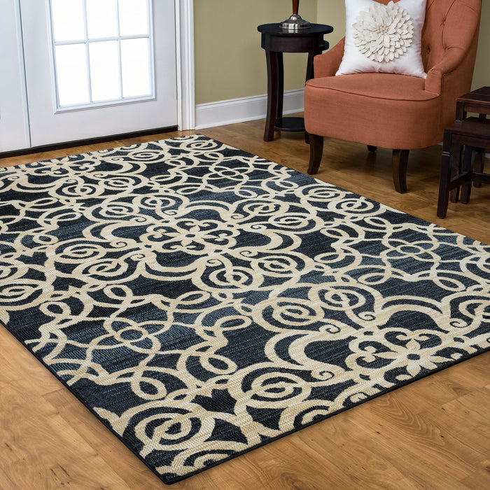 Rizzy Home Carrington CG4853 Black Trellis Area Rug