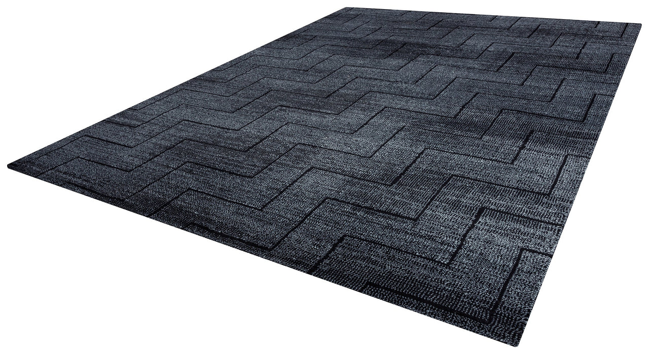 Rizzy Home Carrington CG5514 Black Chevron Area Rug