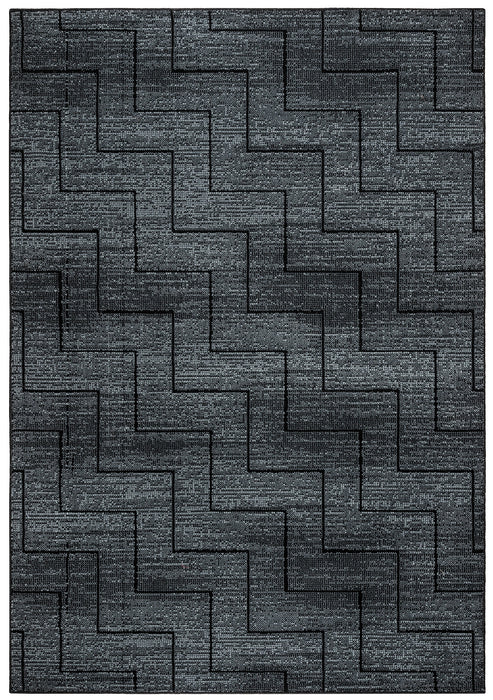 Rizzy Home Carrington CG5514 Black Chevron Area Rug