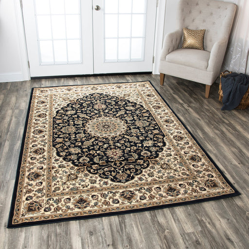 Rizzy Home Chateau CH4195 Black Border Area Rug
