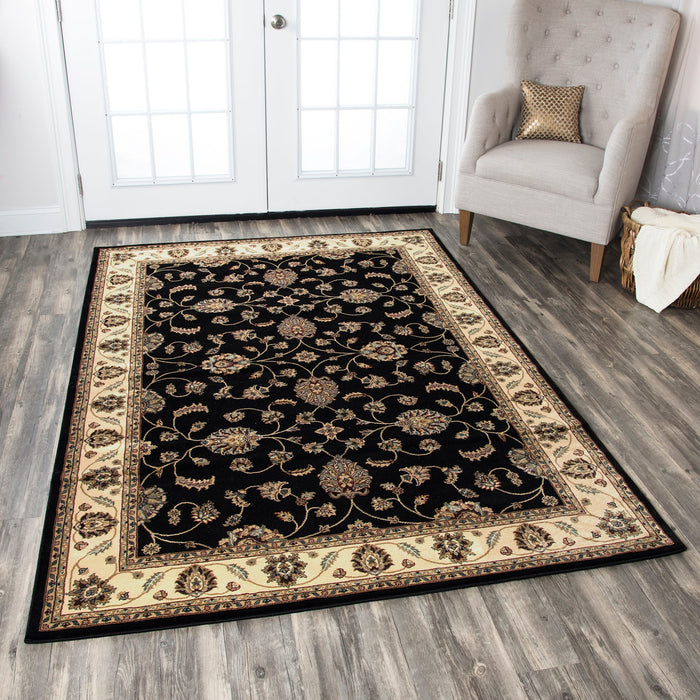 Rizzy Home Chateau CH4218 Black Border Area Rug