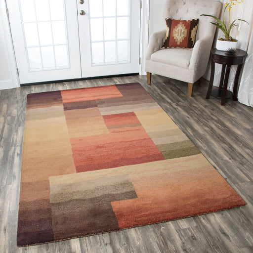 Rizzy Home Colours CL1383 Red/Burgundy Block Area Rug