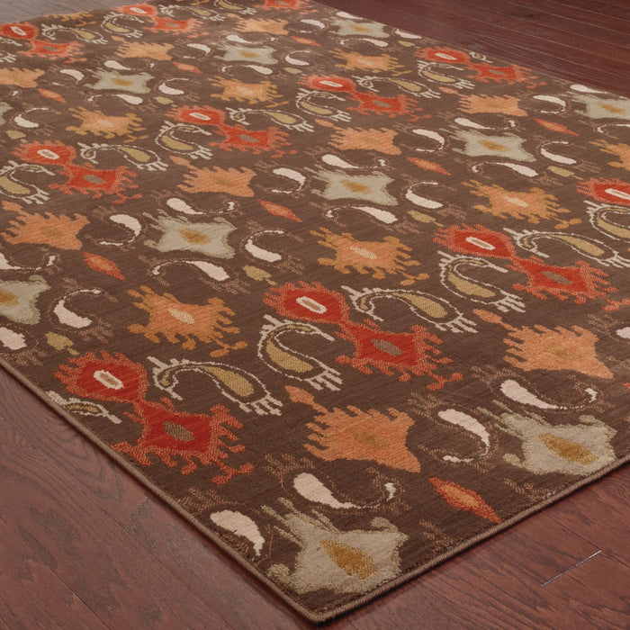 Oriental Weavers Casablanca Brown/Orange Floral 4447A Area Rug