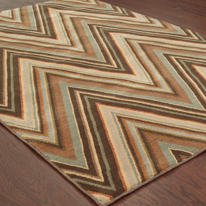Oriental Weavers Casablanca Brown/Blue Geometric 4461B Area Rug