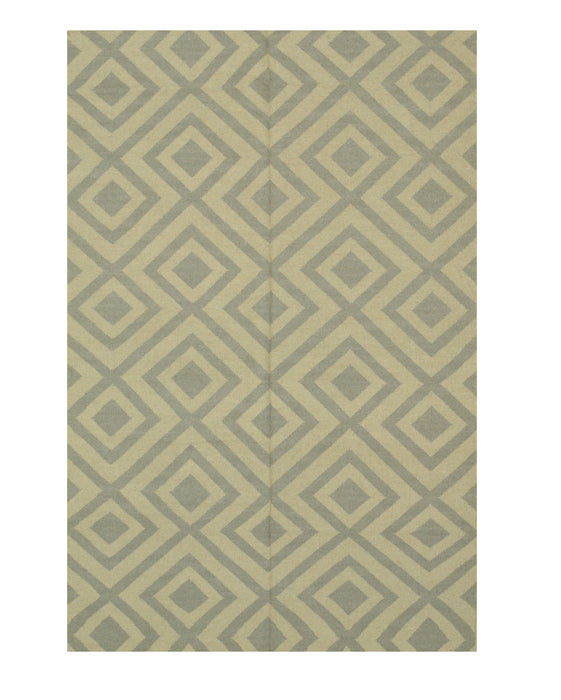 EORC Handmade Wool Beige Transitional Geometric Reversible Modern Moroccan Kilim Rug