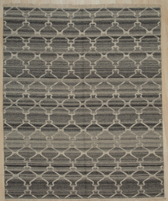 EORC Gray Handwoven Wool Reversible Kilim Rug