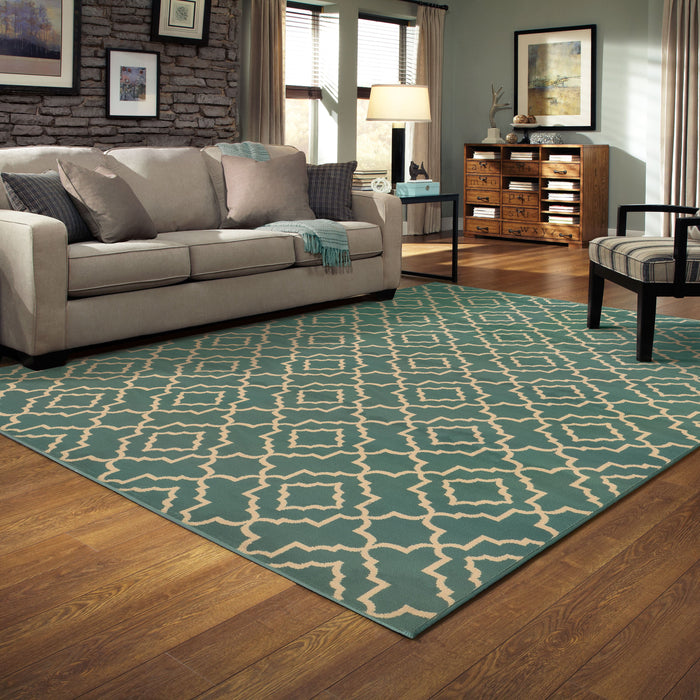 Oriental Weavers Ella Blue/Beige Geometric 5185A Area Rug