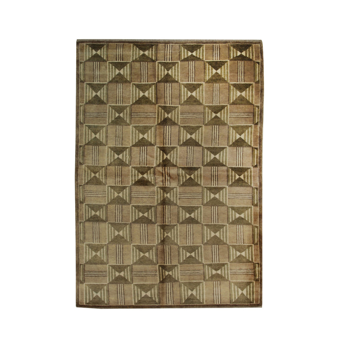 EORC Brown Handmade Wool Ningxia Rug