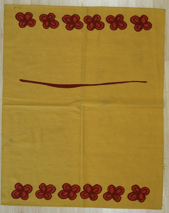 EORC Yellow Handwoven Wool Flat Weave Rug