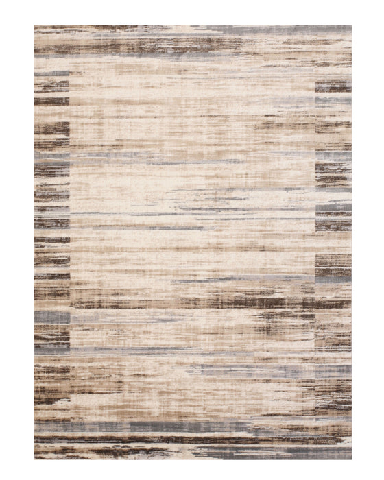 EORC Ivory  Distressed Bohemian Isabella Striped Rug