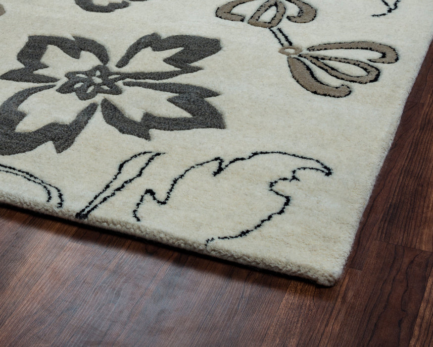 Rizzy Home Fusion FN0573 Off White Floral Area Rug