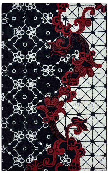 Rizzy Home Fusion FN1447 Black Ornamental Area Rug