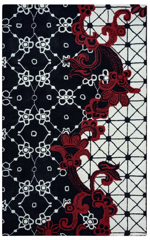 Rizzy Home Fusion FN1447 Black Ornamental Area Rug