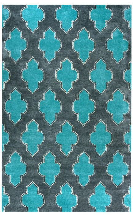 Rizzy Home Fusion FN2209 Blue/Teal Trellis Area Rug