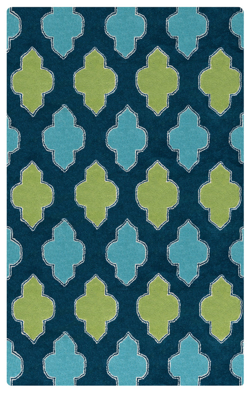 Rizzy Home Fusion FN2247 Blue/Teal/Green Trellis Area Rug
