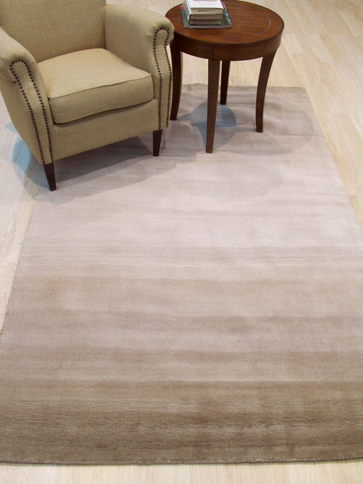 EORC Handmade Wool Beige Transitional Stripe Horizon Rug