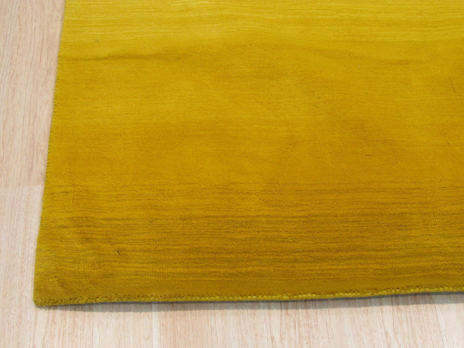 EORC Handmade Wool Yellow Contemporary Solid Horizon Rug
