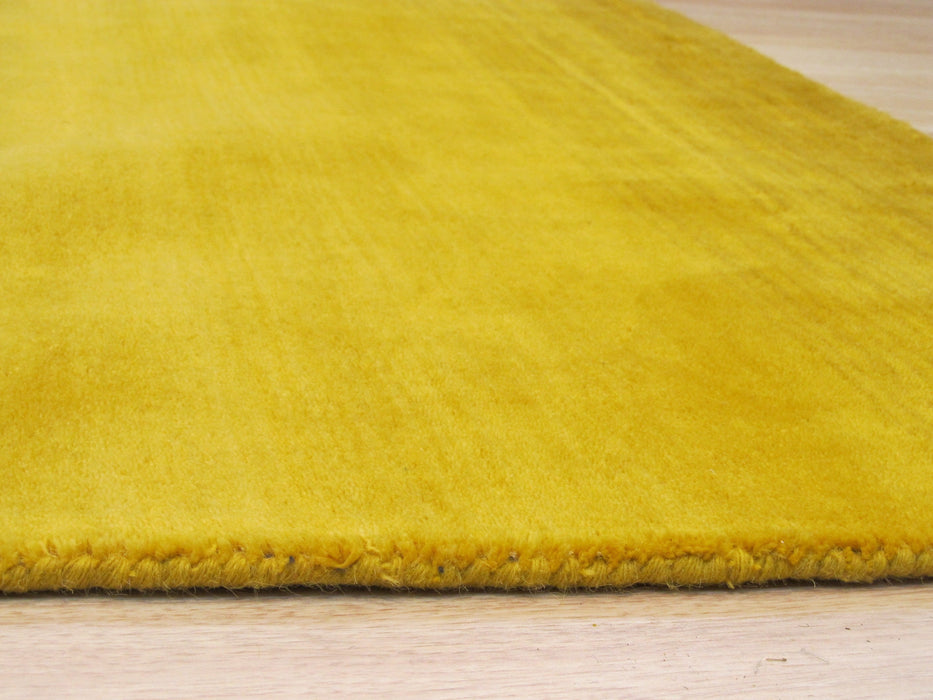 EORC Handmade Wool Yellow Contemporary Solid Horizon Rug
