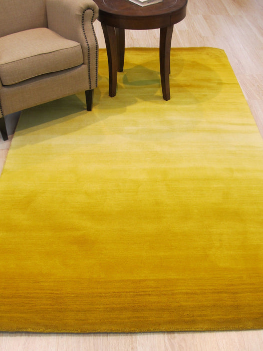 EORC Handmade Wool Yellow Contemporary Solid Horizon Rug