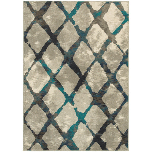 Oriental Weavers Highlands Grey/Blue Lattice 6613A Area Rug