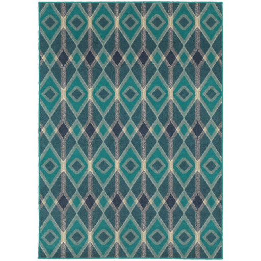 Oriental Weavers Highlands Blue/Teal Geometric 6627B Area Rug