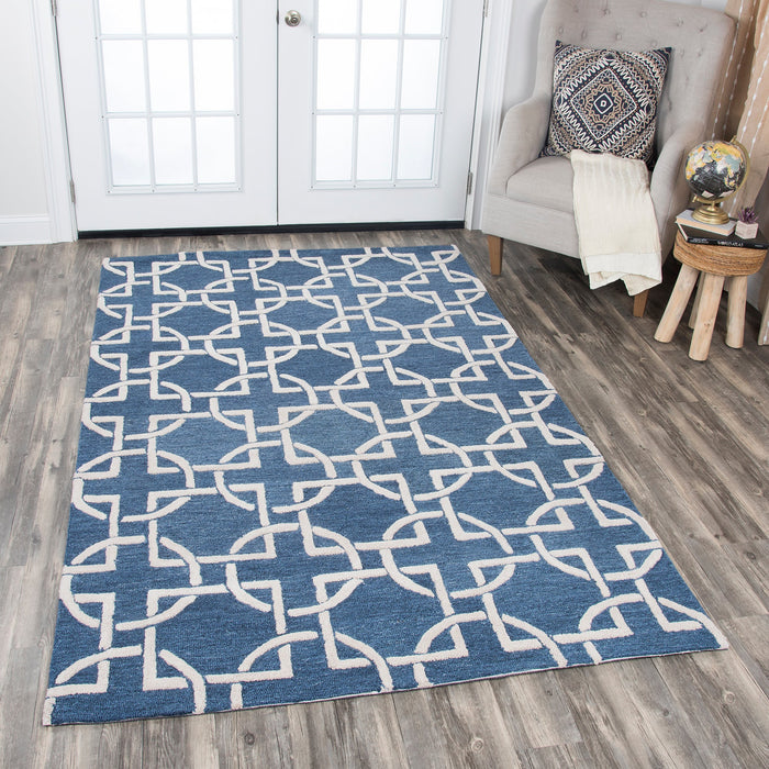 Rizzy Home Idyllic ID880A Blue Interlocking Circles Area Rug