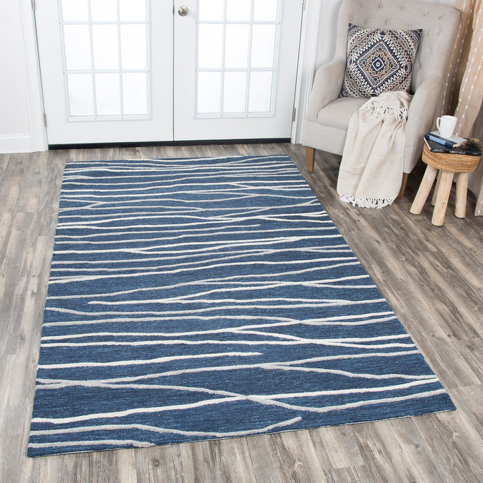 Rizzy Home Idyllic ID970A Navy Lines Area Rug