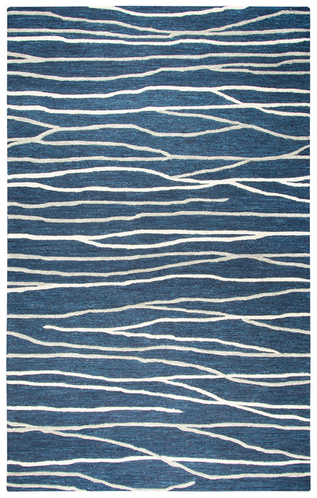 Rizzy Home Idyllic ID970A Navy Lines Area Rug