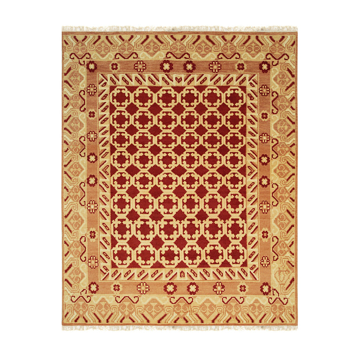 EORC Red Hand Knotted Wool Khotan Weave Rug