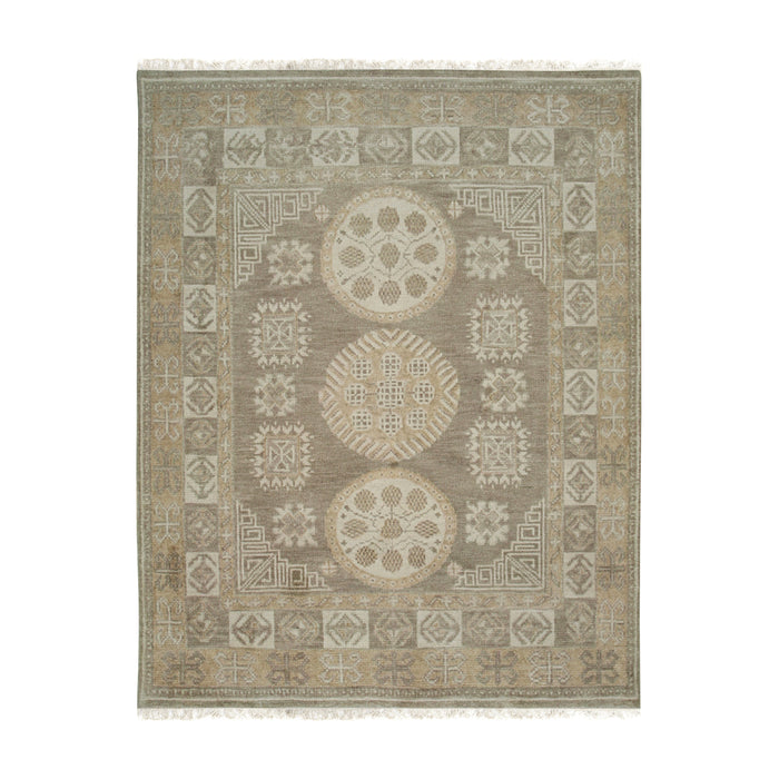 EORC Brown Hand Knotted Wool Khotan Weave Rug