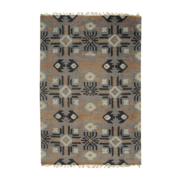 EORC Gray Hand Knotted Wool Piled American Rug