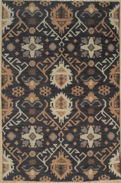 EORC Black Hand Knotted Wool Oushak Rug