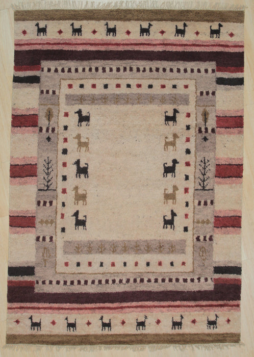 EORC Beige Hand Knotted Wool Knot Rug