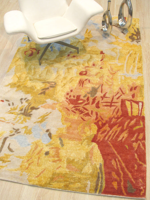 EORC Hand-tufted Gold Contemporary Abstract Palermo Rug