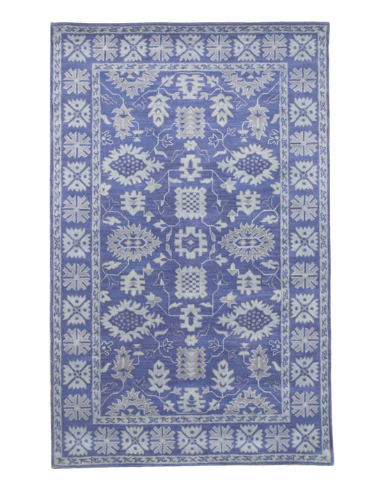 EORC Blue Hand-Tufted Wool Overdyed Rug